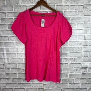 Torrid Fandango Hot Pink Puff Short Sleeve Round Neck T-Shirt Top Womens 2X NWT